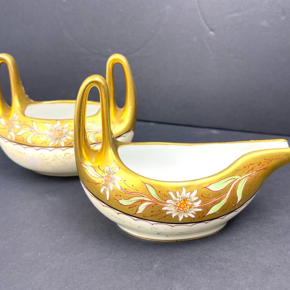 Antique Pickard Limoges R Delinieres Co. France Gold Creamer and Sugar Bowl Set